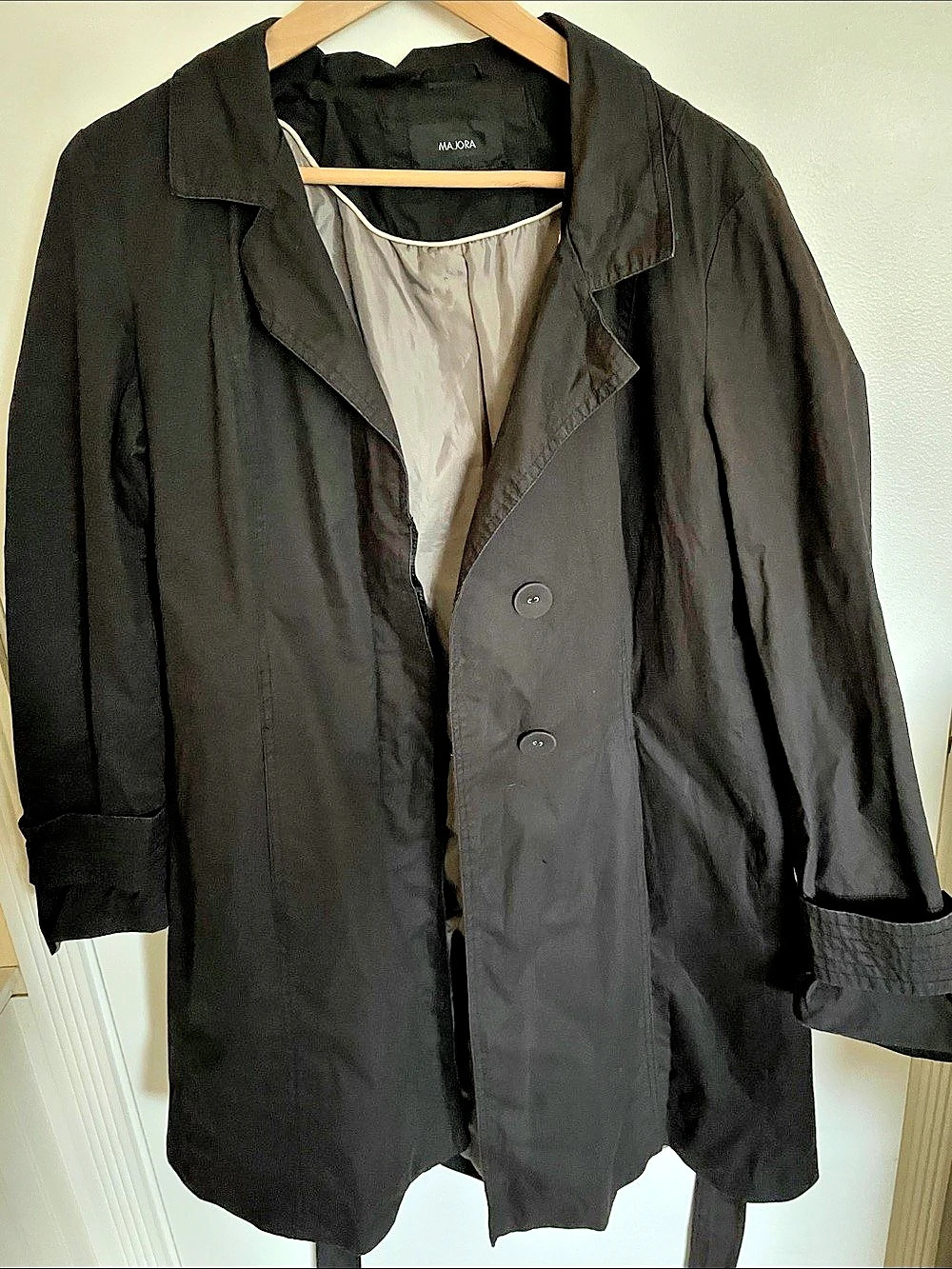 MAJORA S-WS-M0330 Black Trench Coat Size XL GUC
